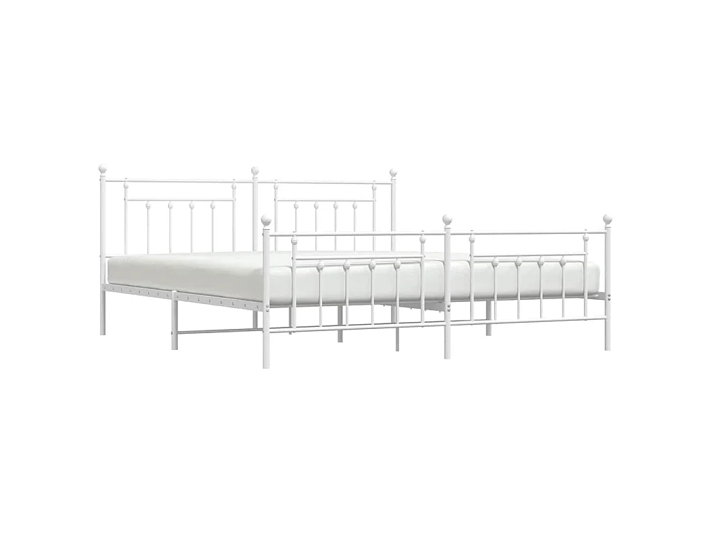 Bedframe met hoofd- en voeteneinde metaal wit 193x203 cm