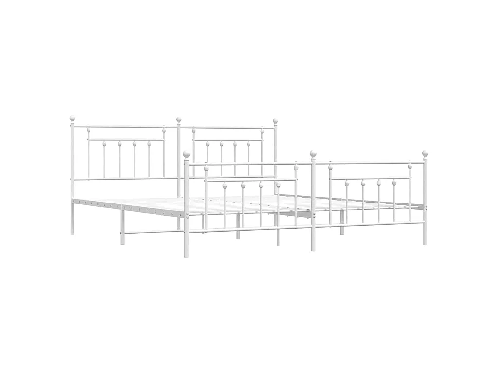 Bedframe met hoofd- en voeteneinde metaal wit 193x203 cm