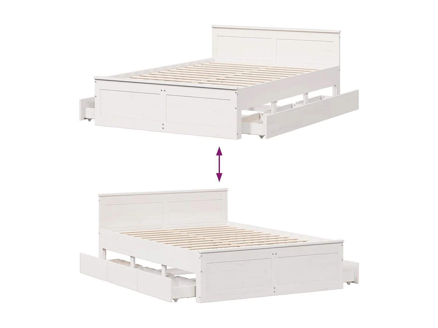 Giroletto senza Materasso con Testata Bianco 150x200 cm Pino