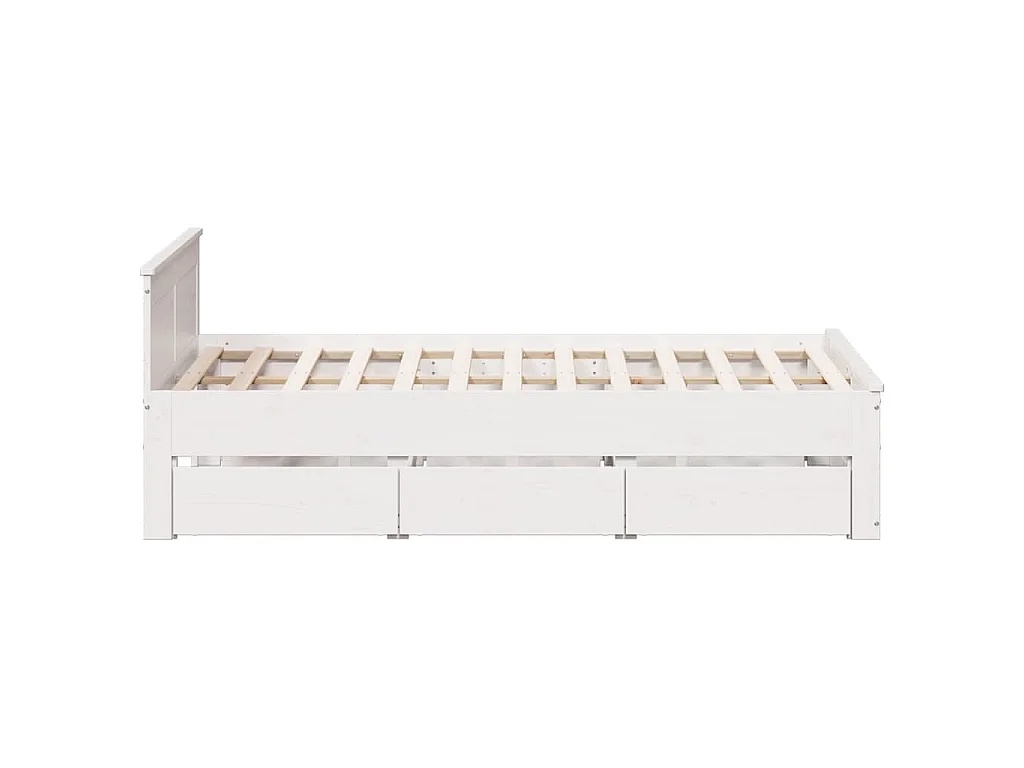 Cadre de lit sans matelas avec tête de lit blanc 150x200 cm pin