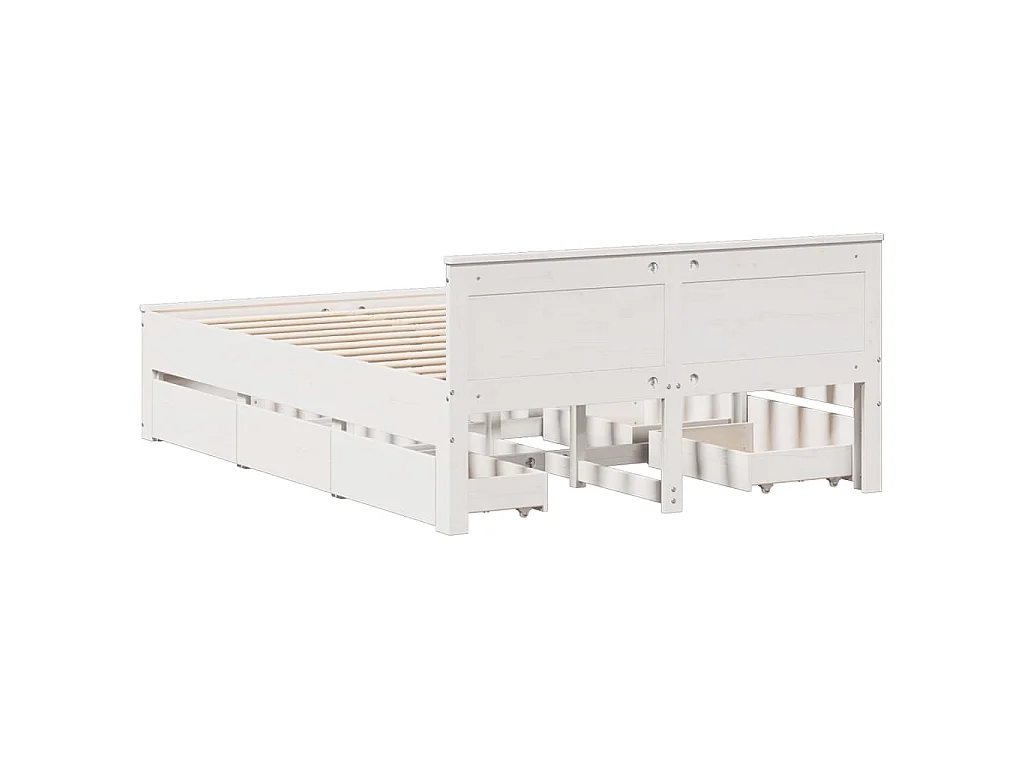 Cadre de lit sans matelas avec tête de lit blanc 150x200 cm pin