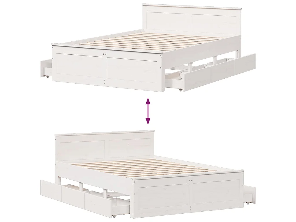 Cadre de lit sans matelas avec tête de lit blanc 150x200 cm pin