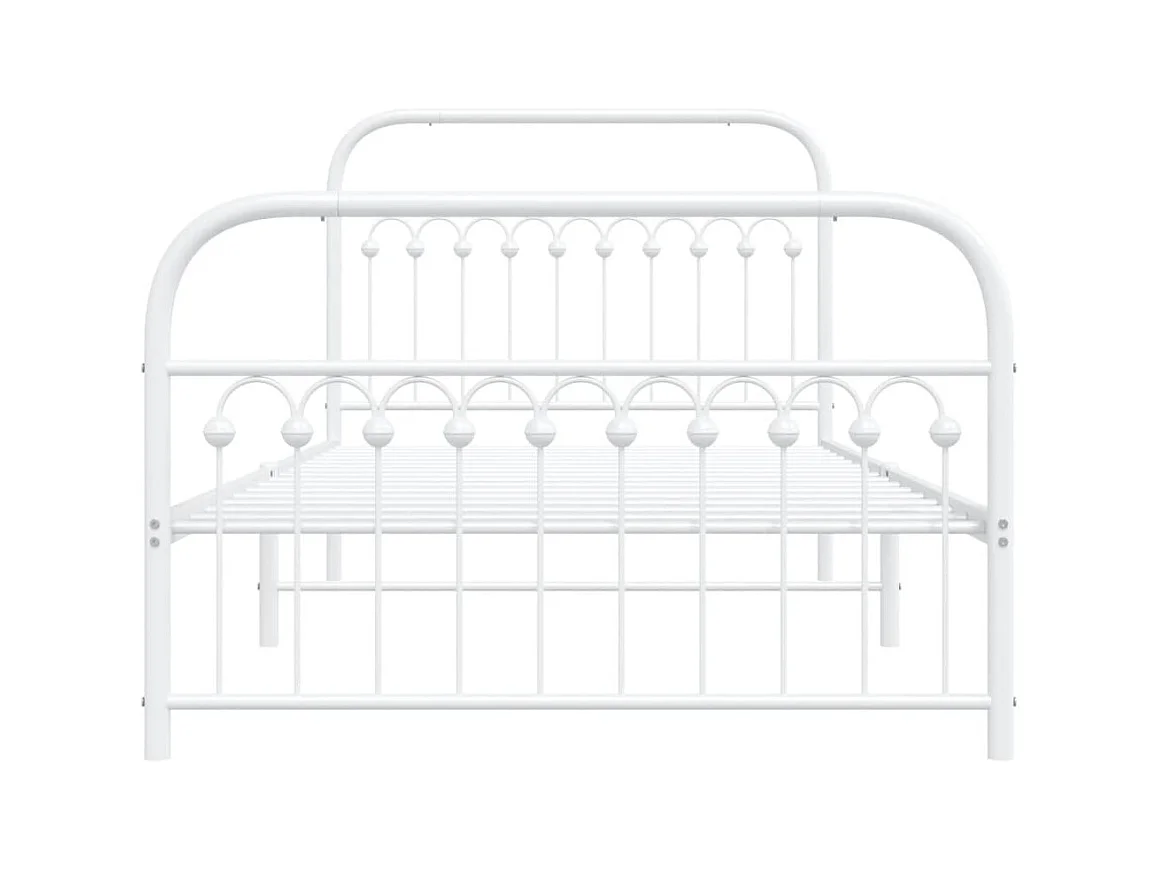 Cadre de lit métal sans matelas et pied de lit blanc 107x203 cm