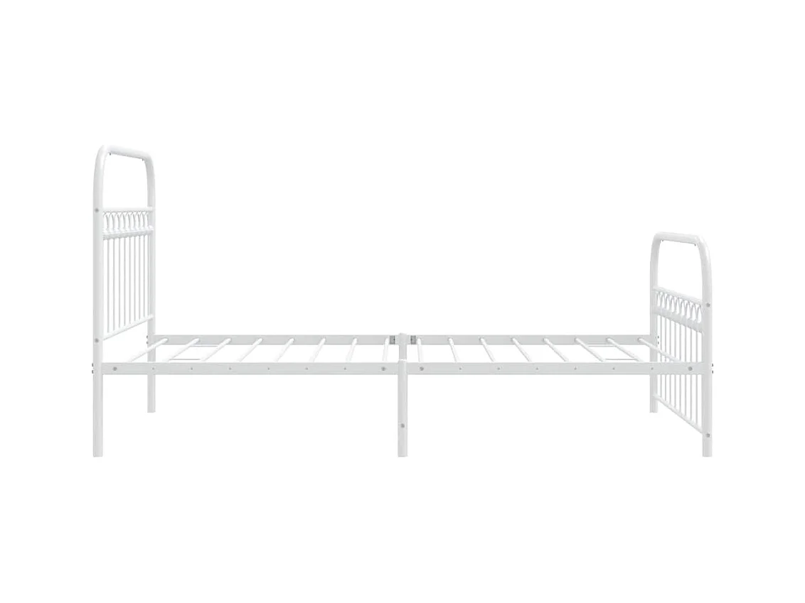 Cadre de lit métal sans matelas et pied de lit blanc 107x203 cm