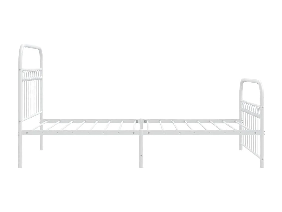 Cadre de lit métal sans matelas et pied de lit blanc 107x203 cm