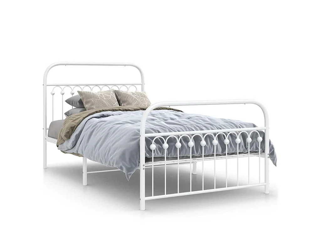 Estructura cama sin colchón con estribo metal blanco 107x203 cm