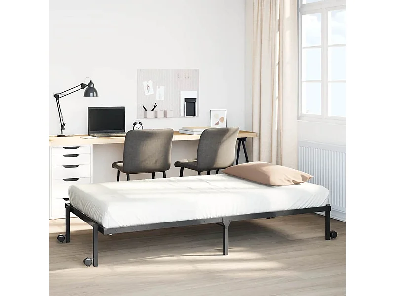 Estructura de cama sin colchón plegable negro acero 107x203 cm