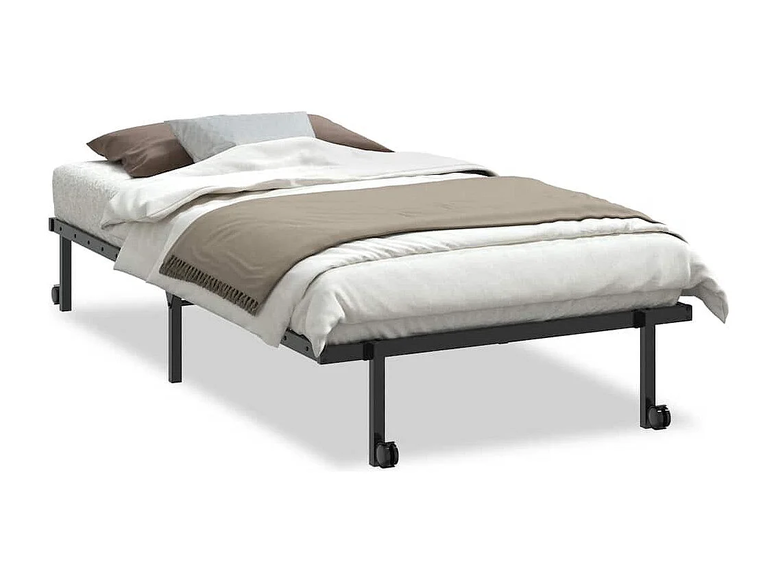 Estructura de cama sin colchón plegable negro acero 107x203 cm