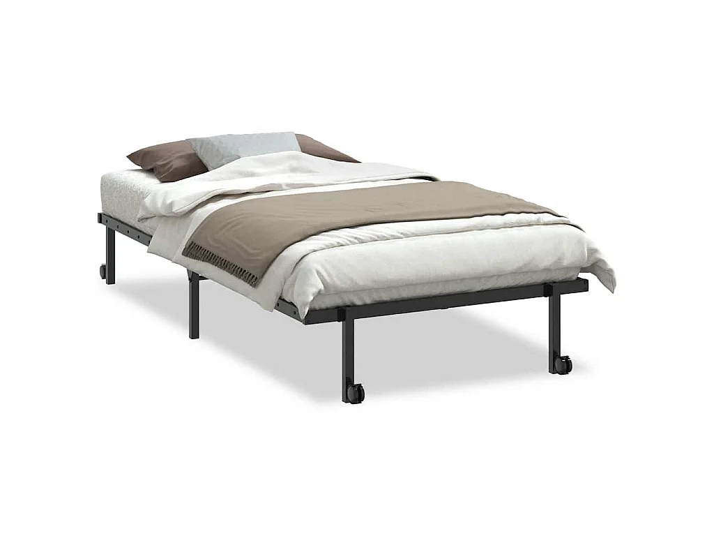 Bedframe zonder matras opvouwbaar 107x203 cm staal zwart