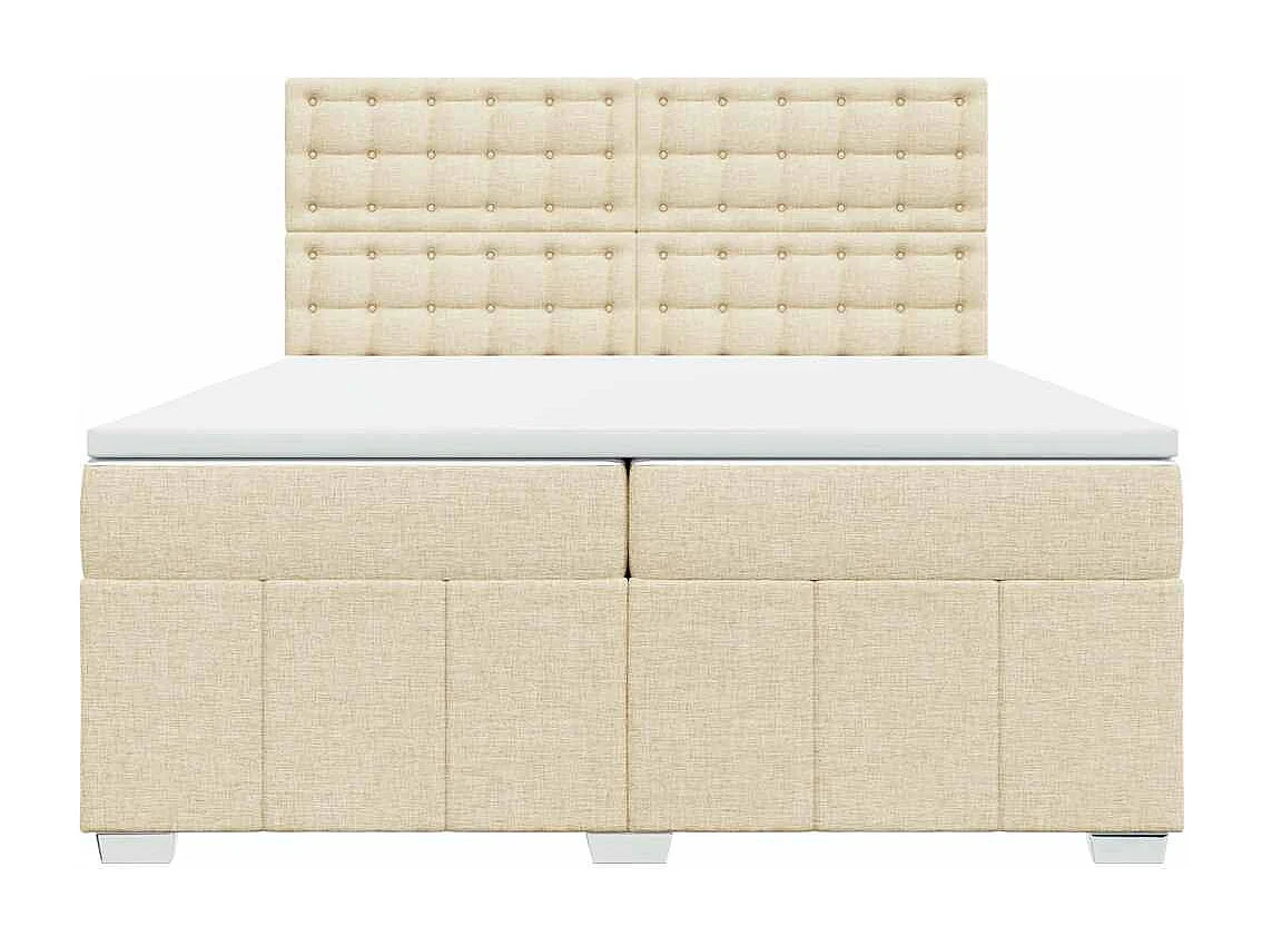 Sommier à lattes de lit avec matelas Crème 200x200 cm Tissu