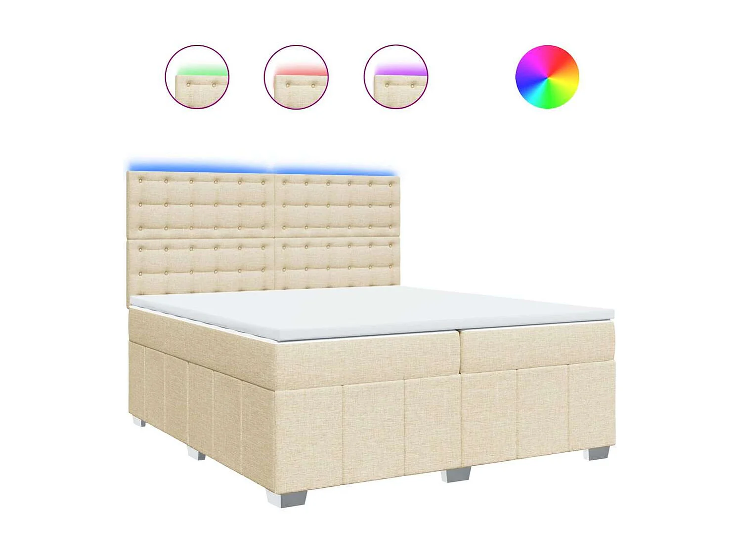 Giroletto a Molle con Materasso Crema 200x200 cm in Tessuto