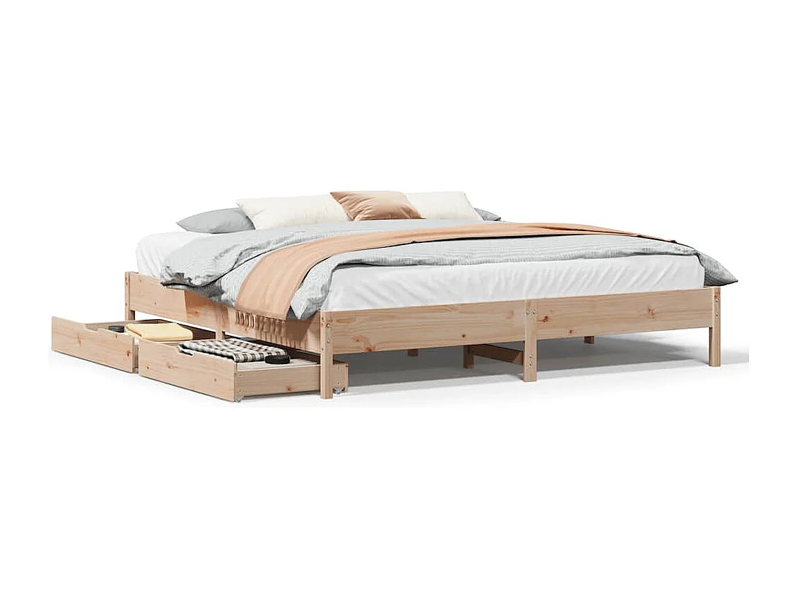 Cadre de lit sans matelas 200x200 cm bois massif de pin