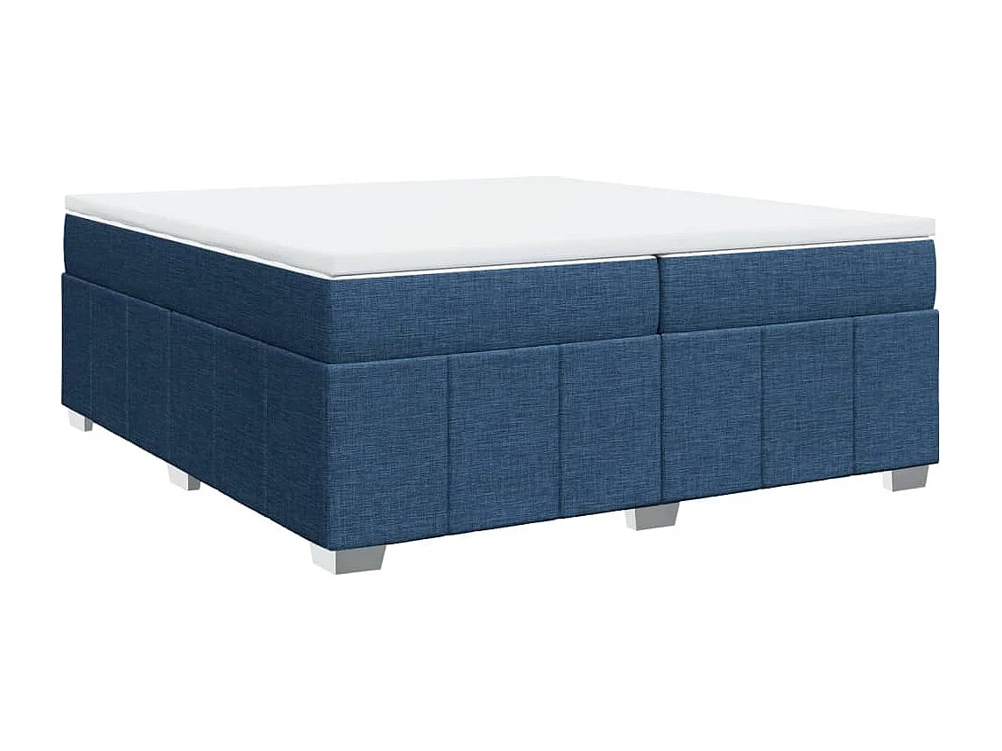 Cama box spring con colchón tela azul 200x200 cm