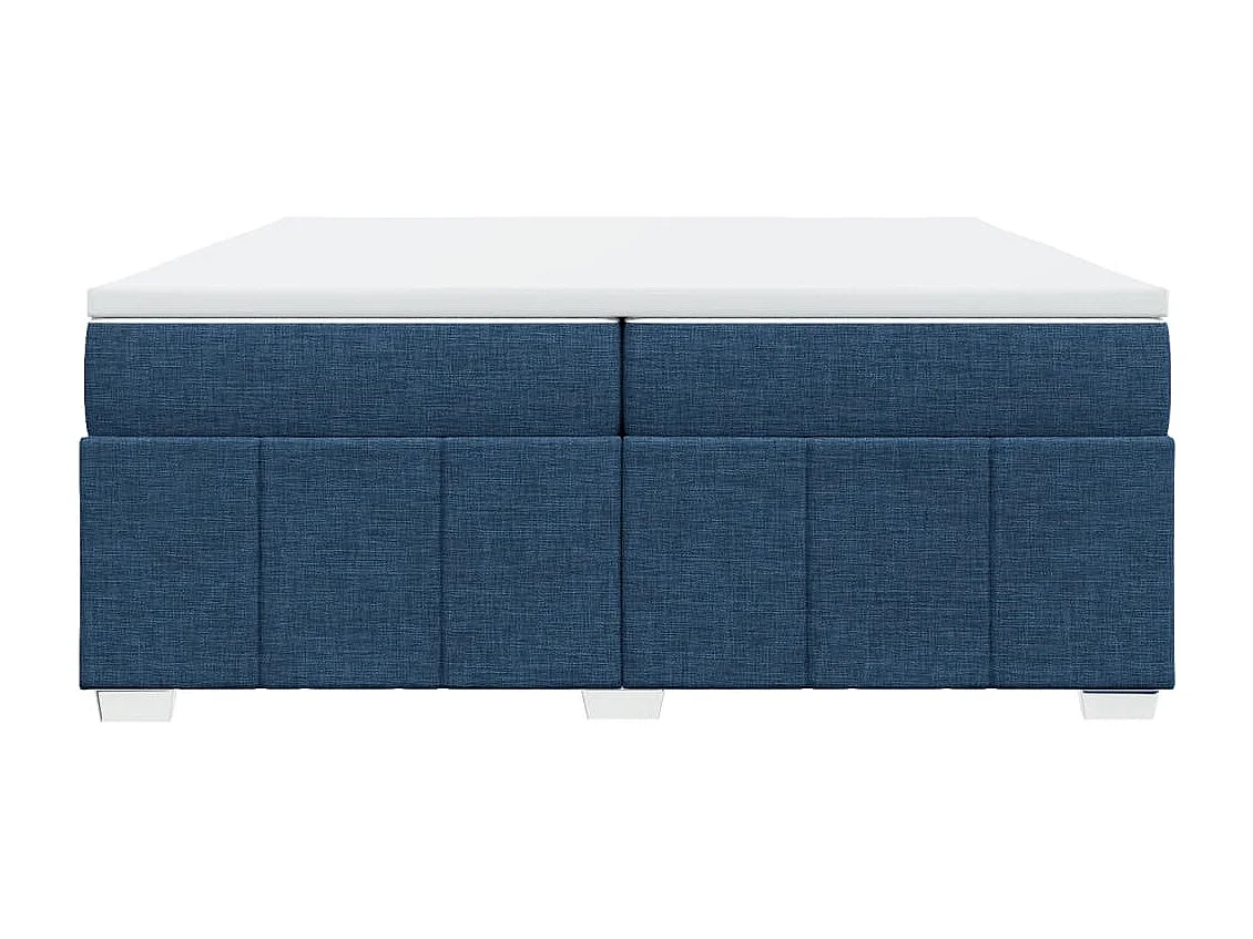 Cama box spring con colchón tela azul 200x200 cm