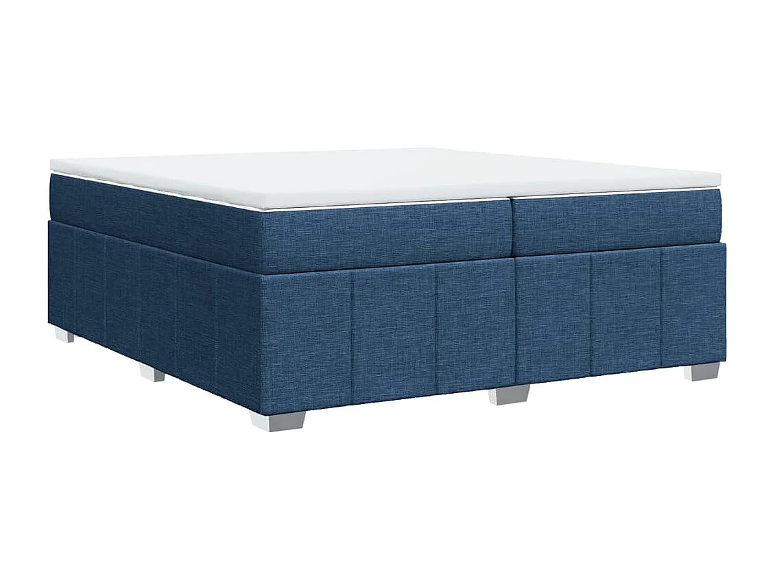 Cama box spring con colchón tela azul 200x200 cm