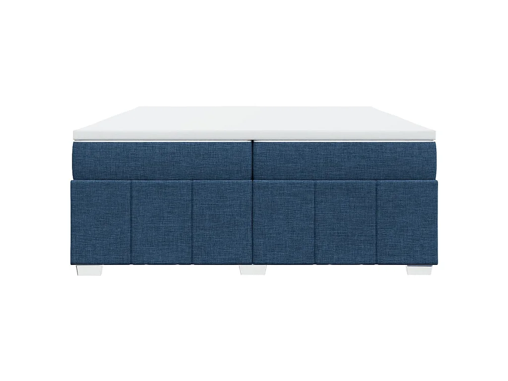 Cama box spring con colchón tela azul 200x200 cm