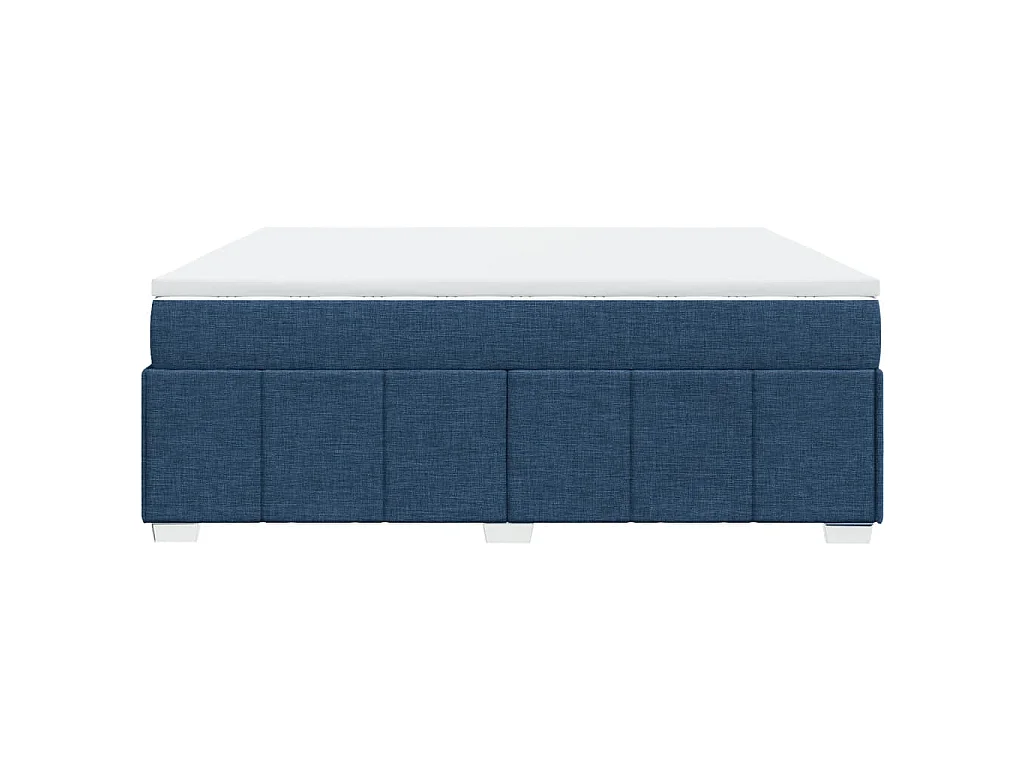 Cama box spring con colchón tela azul 200x200 cm