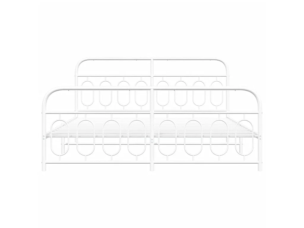 Cadre de lit métal sans matelas et pied de lit blanc 193x203 cm