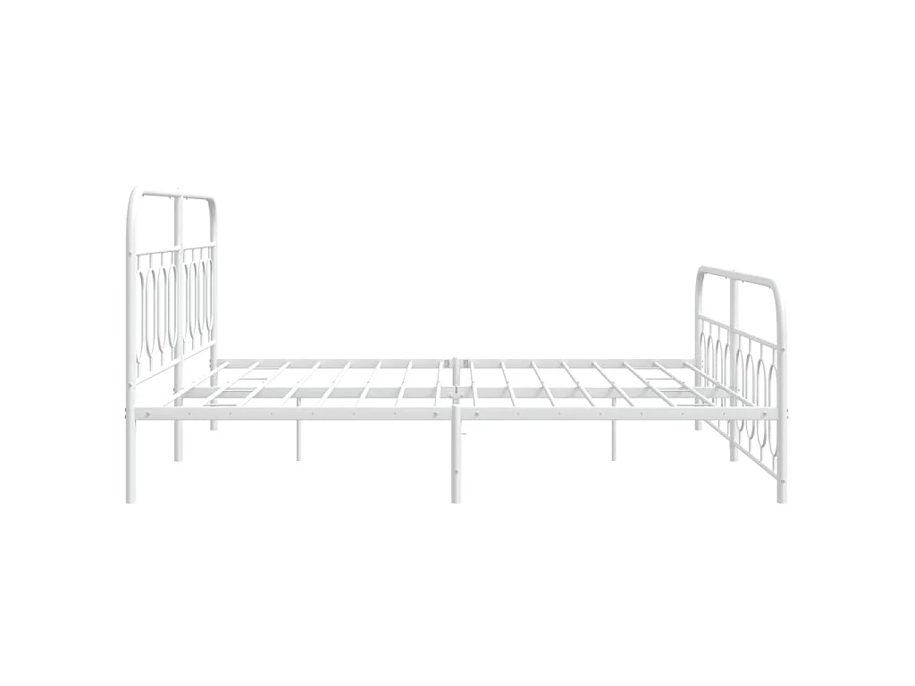 Cadre de lit métal sans matelas et pied de lit blanc 193x203 cm