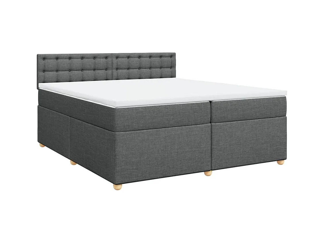 Cama box spring con colchón tela gris oscuro 200x200 cm