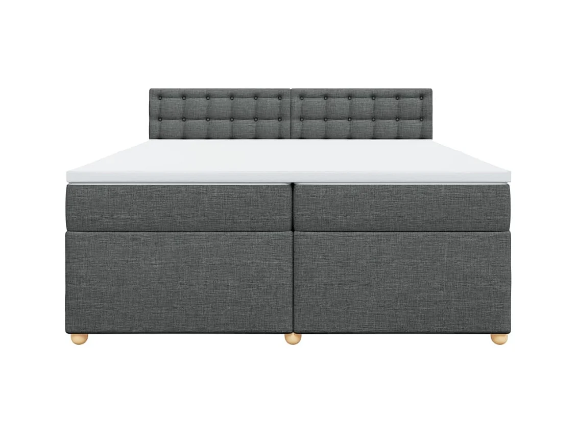 Cama box spring con colchón tela gris oscuro 200x200 cm