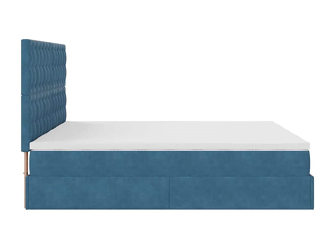 Cadre de lit ottoman avec matelas bleu foncé 200x200 cm velours