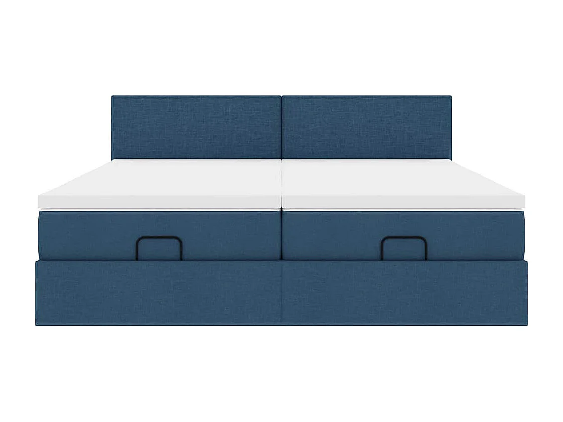 Cadre de lit ottoman avec matelas bleu 200x200cm tissu