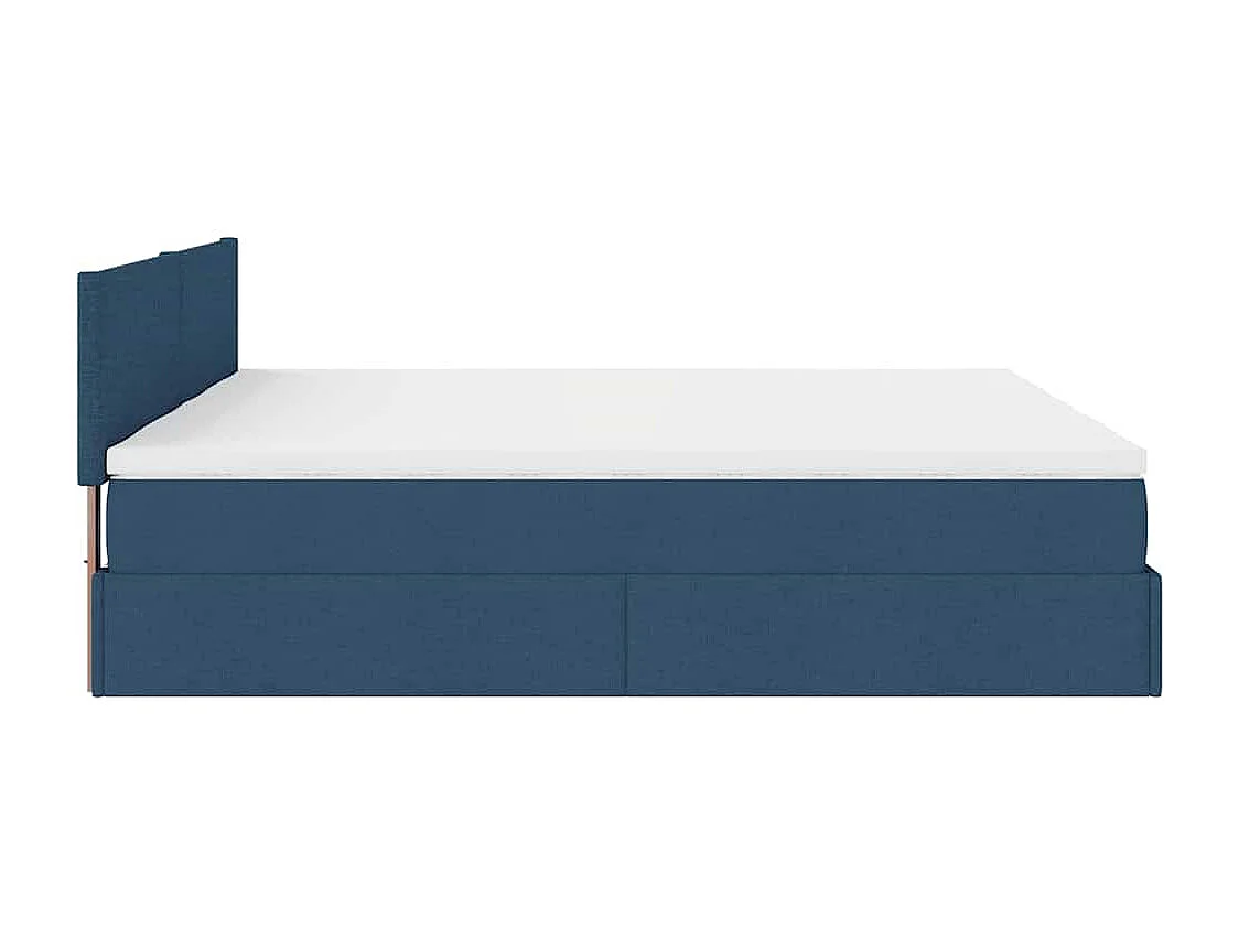 Cadre de lit ottoman avec matelas bleu 200x200cm tissu