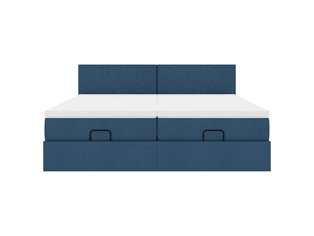 Ottoman-Bett mit Matratzen Blau 200x200 cm Stoff