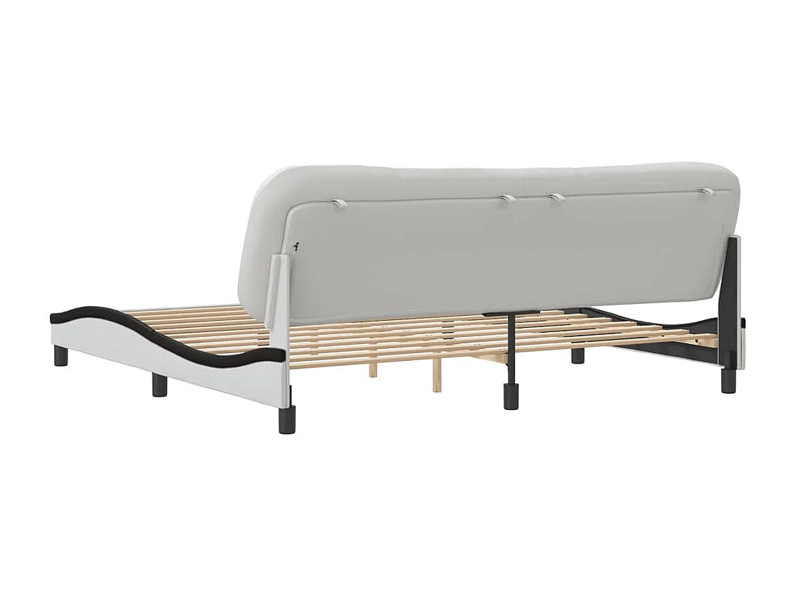 Bettgestell ohne Matratze "Hvar" Weiß und Schwarz 200x200 cm Kunstleder