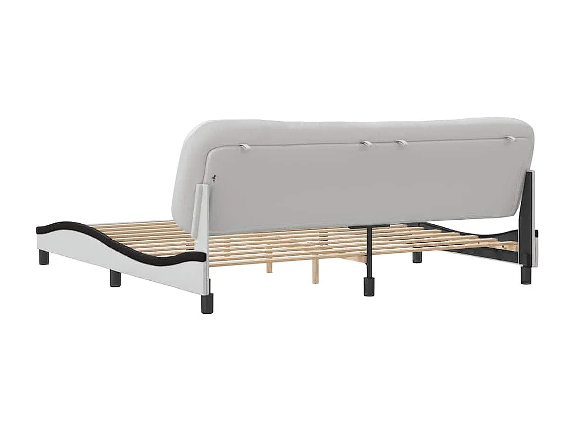 Cadre de lit sans matelas Hvar blanc et noir 200x200 cm similicuir