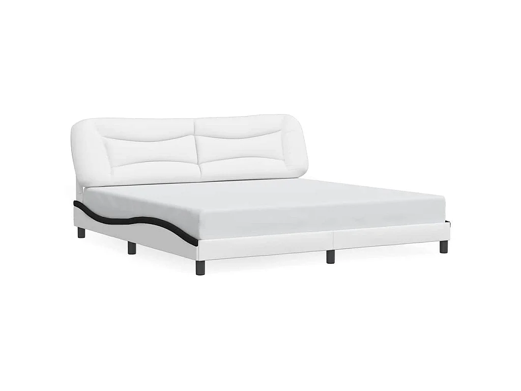 Bedframe zonder matras "Hvar" kunstleer wit en zwart 200x200 cm