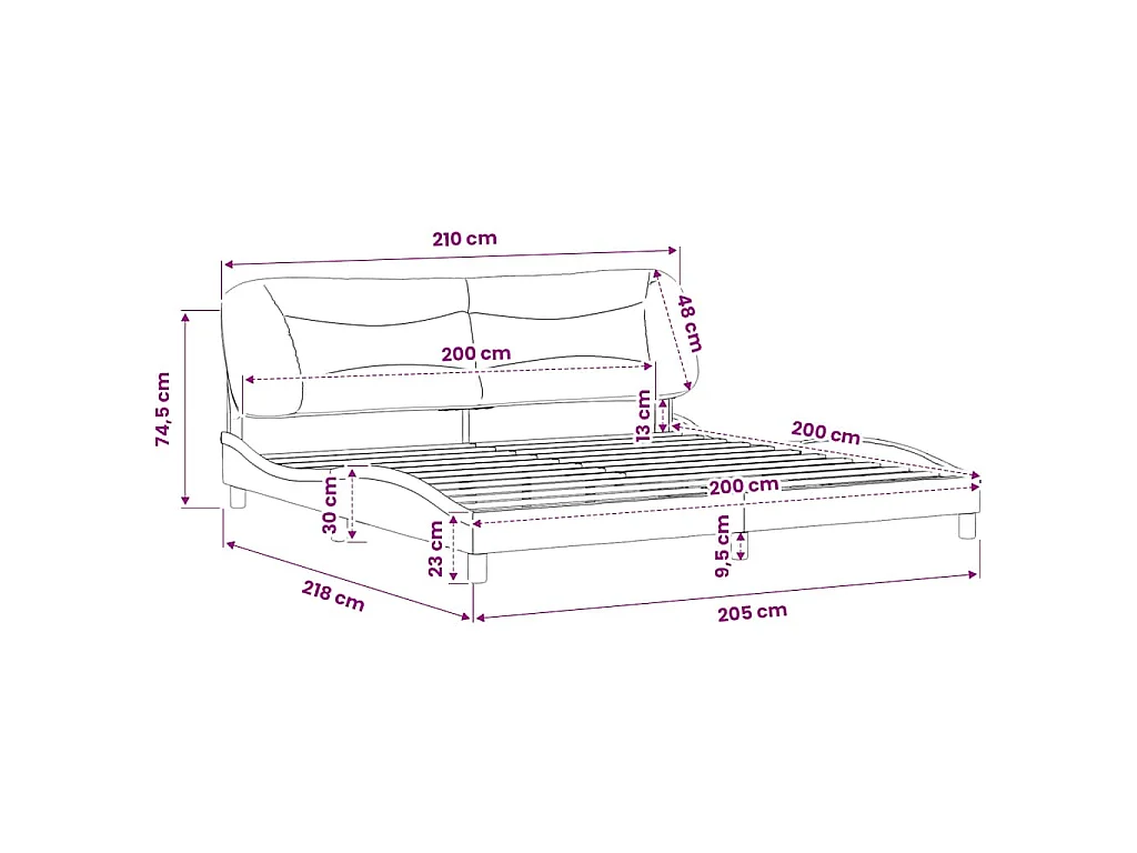 Giroletto senza Materasso Hvar Bianco e Nero 200x200 cm in Similpelle