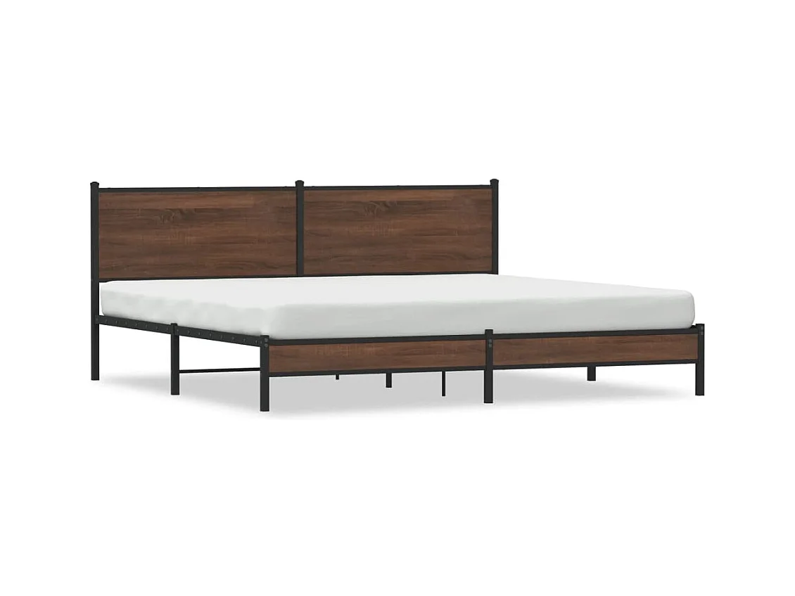 Metallbett ohne Matratze Braun Eichen-Optik 193x203 cm