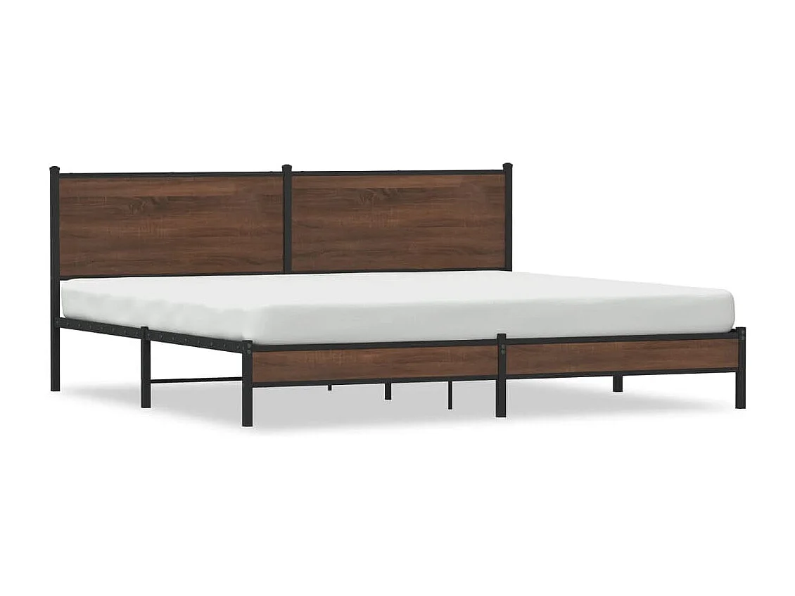 Estructura de cama sin colchón metal roble marrón 193x203 cm