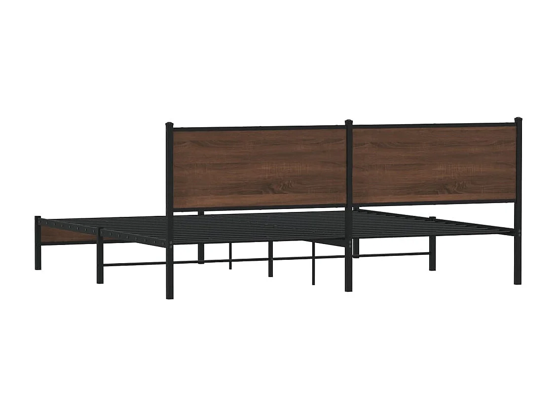 Estructura de cama sin colchón metal roble marrón 193x203 cm