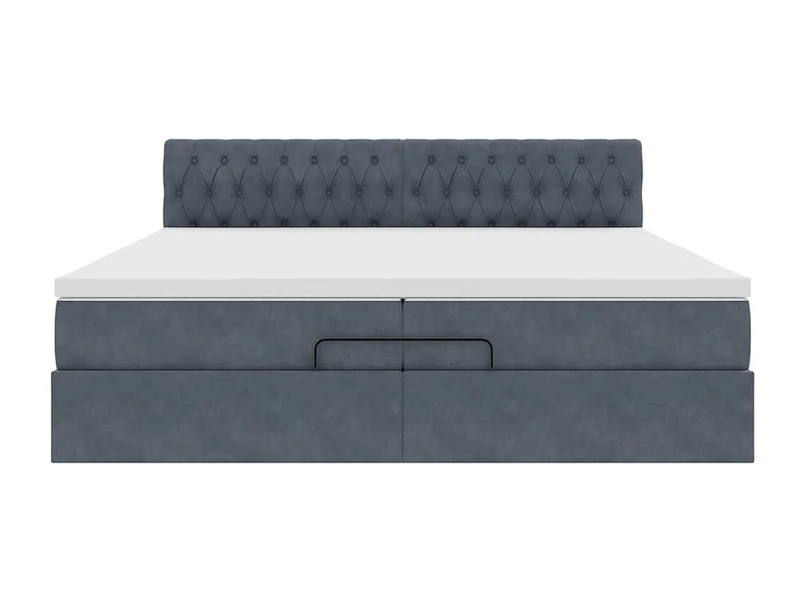 Ottoman-Bett mit Matratze Dunkelgrau 200x200 cm Samt