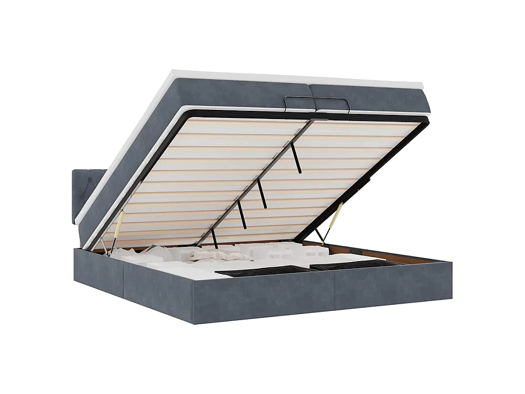 Ottoman-Bett mit Matratze Dunkelgrau 200x200 cm Samt