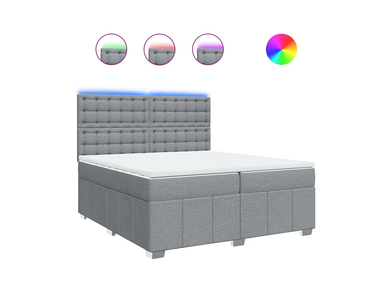 Sommier à lattes de lit avec matelas Gris clair 200x200cm Tissu