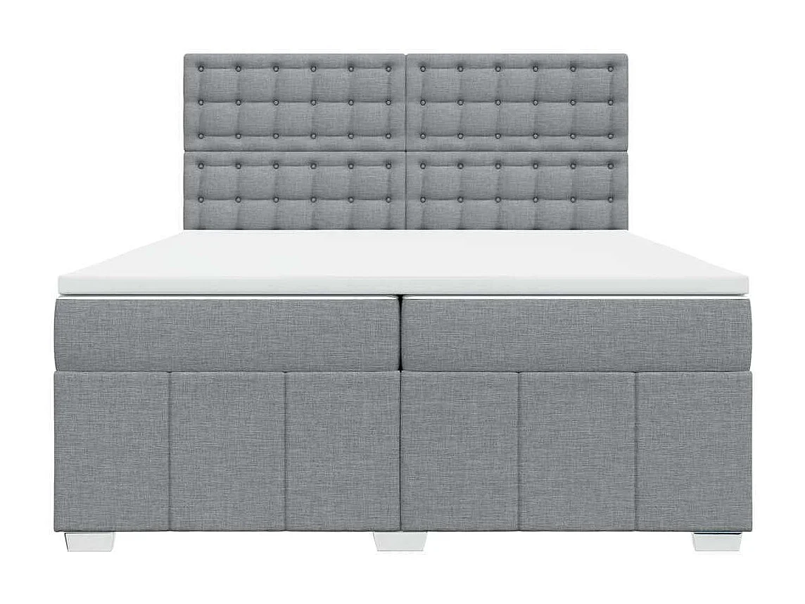 Sommier à lattes de lit avec matelas Gris clair 200x200cm Tissu