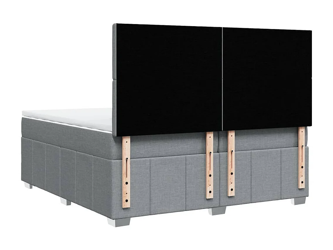 Sommier à lattes de lit avec matelas Gris clair 200x200cm Tissu