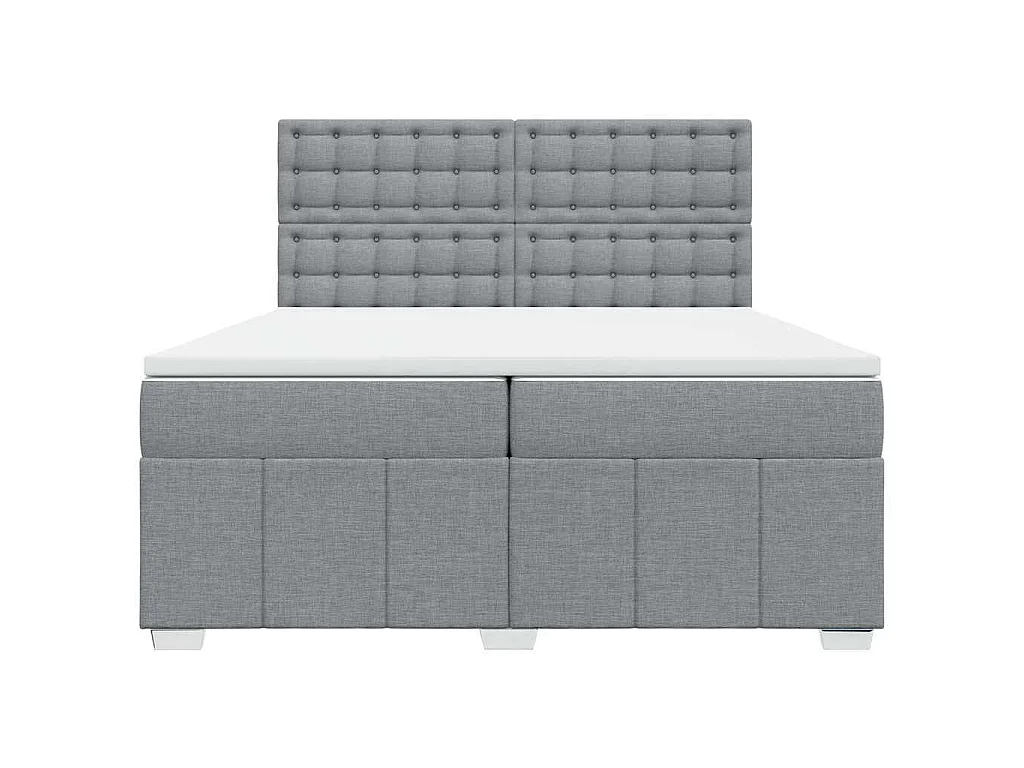 Cama com molas/colchão 200x200 cm tecido cinza-claro
