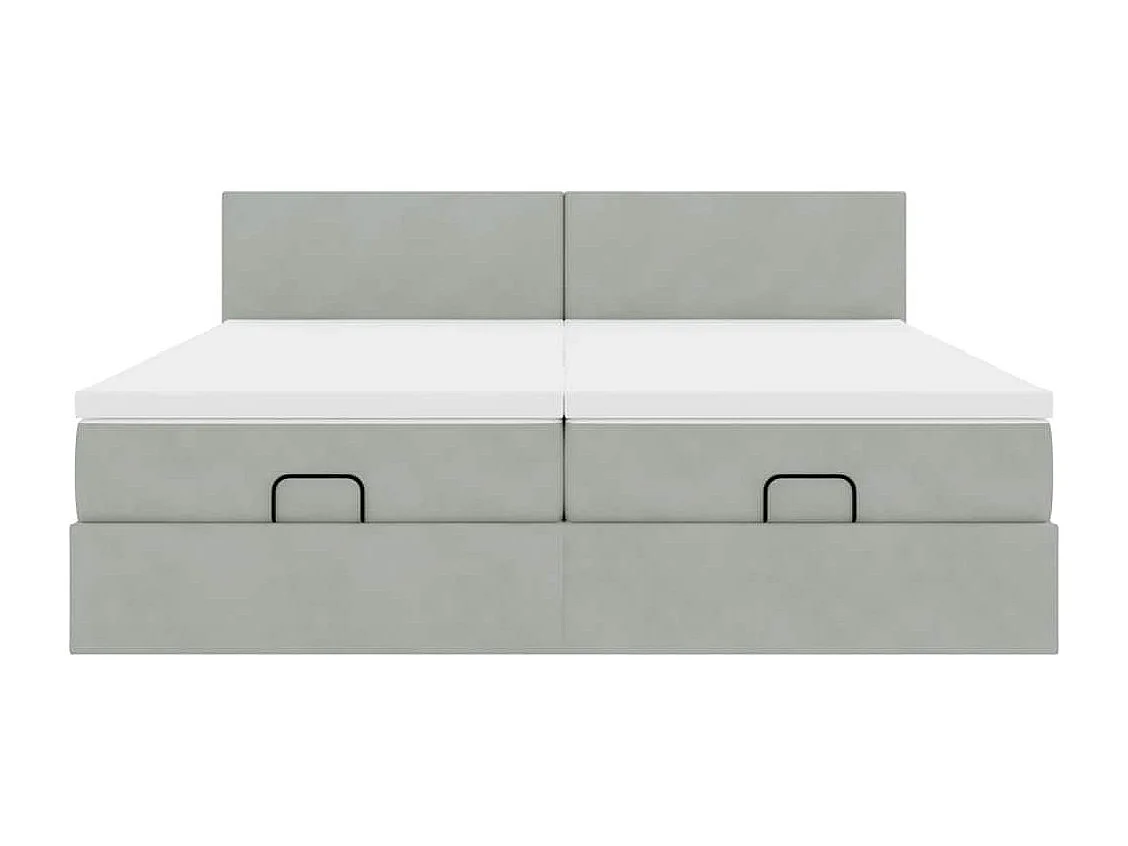 Cadre de lit ottoman avec matelas gris clair 200x200 cm velours
