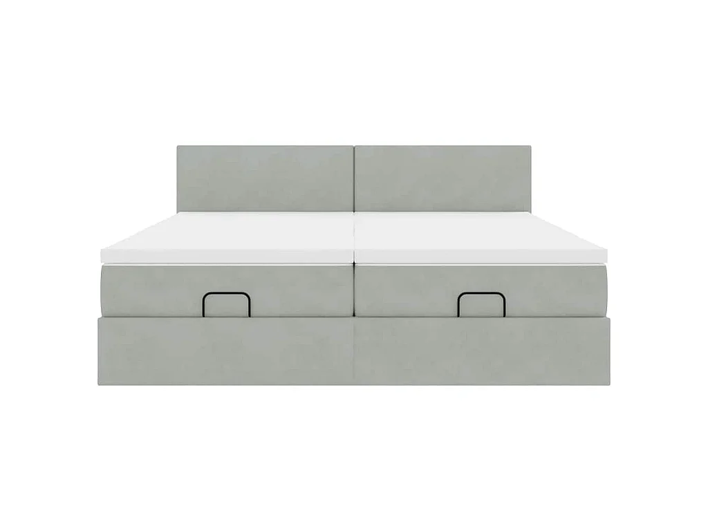 Cadre de lit ottoman avec matelas gris clair 200x200 cm velours
