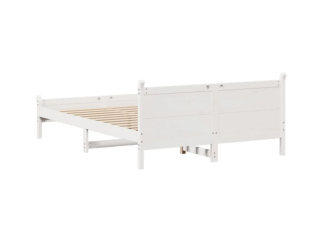 Cadre de lit sans matelas blanc 150x200 cm bois de pin massif