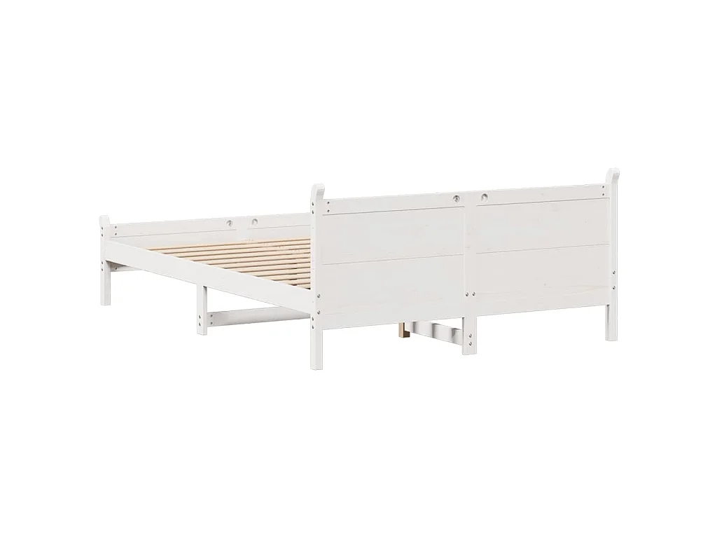 Letto senza Materasso Bianco 150x200 cm Legno Massello di Pino