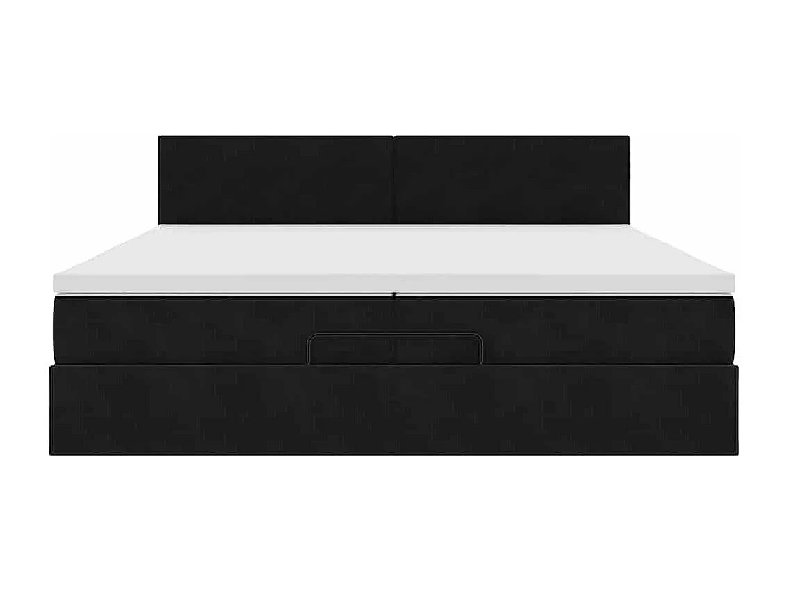 Cadre de lit ottoman avec matelas noir 200x200cm velours