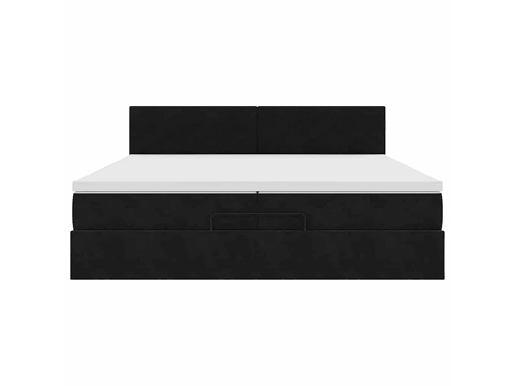 Cadre de lit ottoman avec matelas noir 200x200cm velours