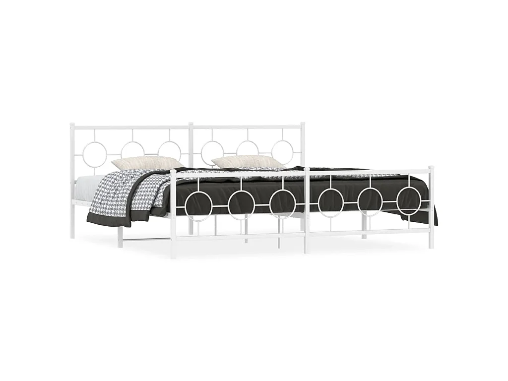 Bedframe met hoofd- en voeteneinde metaal wit 193x203 cm