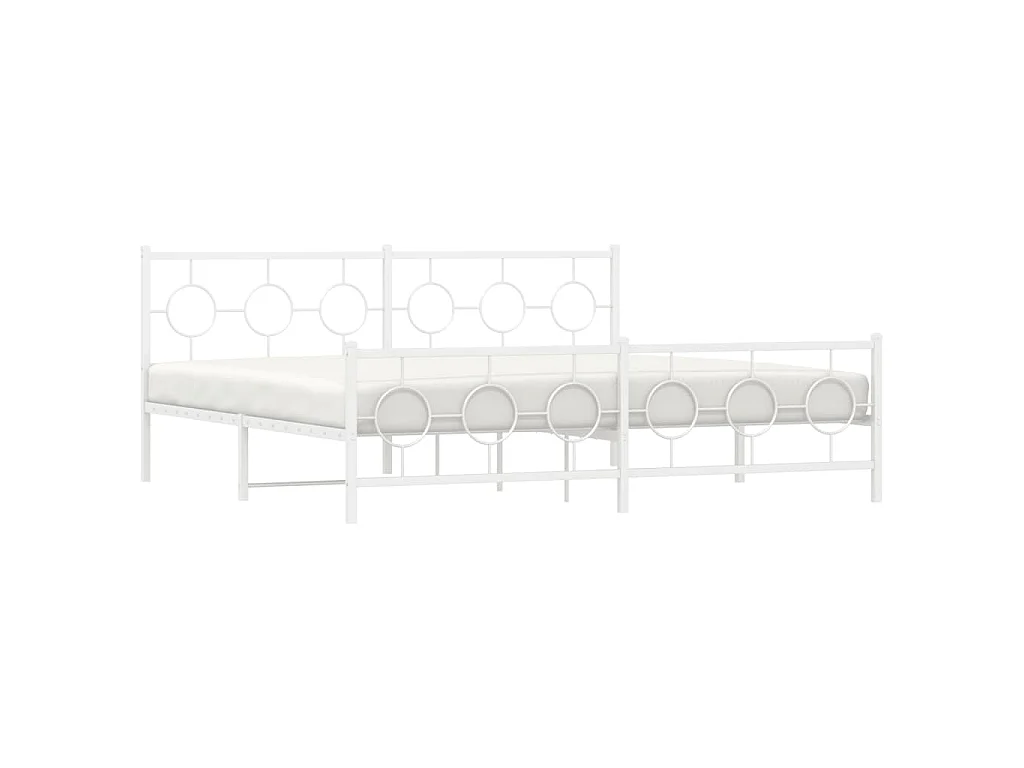 Bedframe met hoofd- en voeteneinde metaal wit 193x203 cm